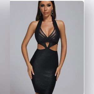 Elegant Black Halter Dress